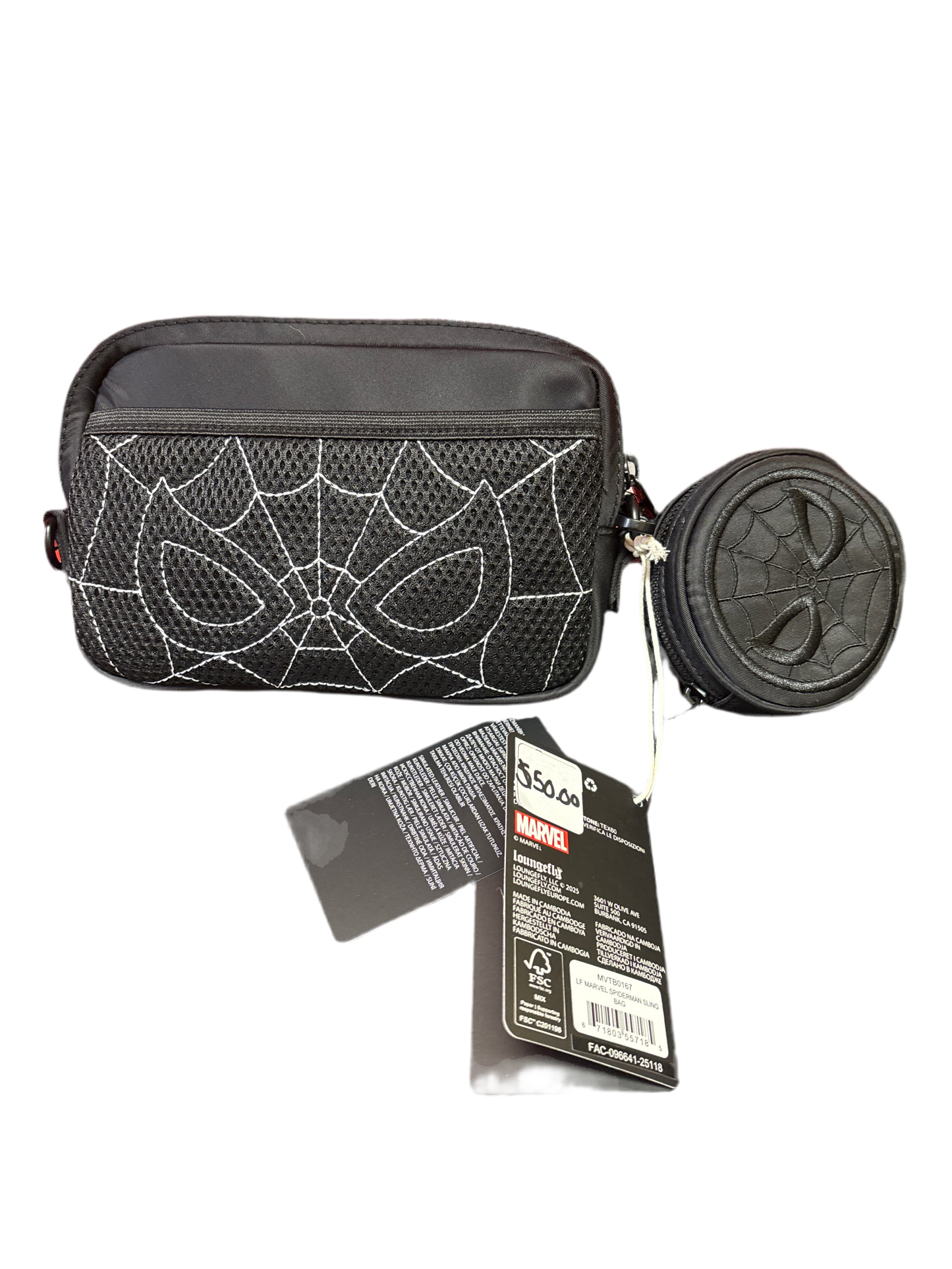 Spider-Man Black Out Sling Bag Loungefly Spider-Man Crossbody Bags