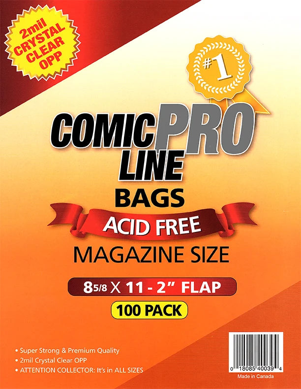 Comic Pro Line - Magazine Size Bags: 8 5/8 x 11 - 2 inch flap (Copy)