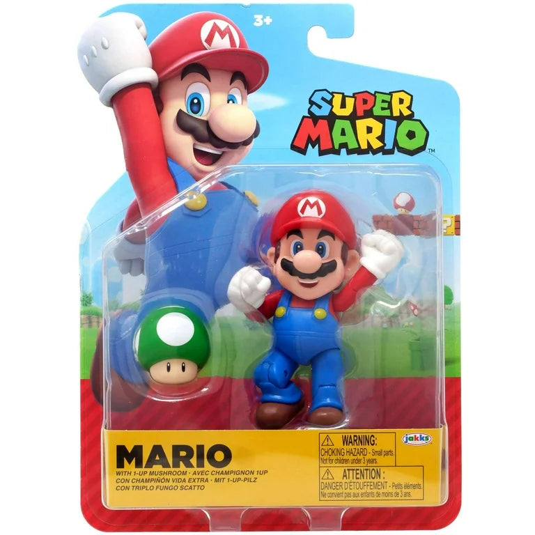 Jakks - World of Nintendo Wave 40 Mario Action Figure (with 1Up Mushroom)