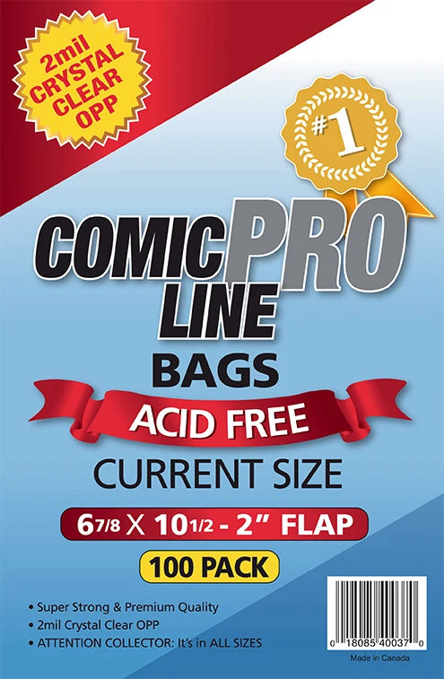 Comic Pro Line - Current Size Bags: 6 7/8 x 10 1/2 - 2 inch Flap