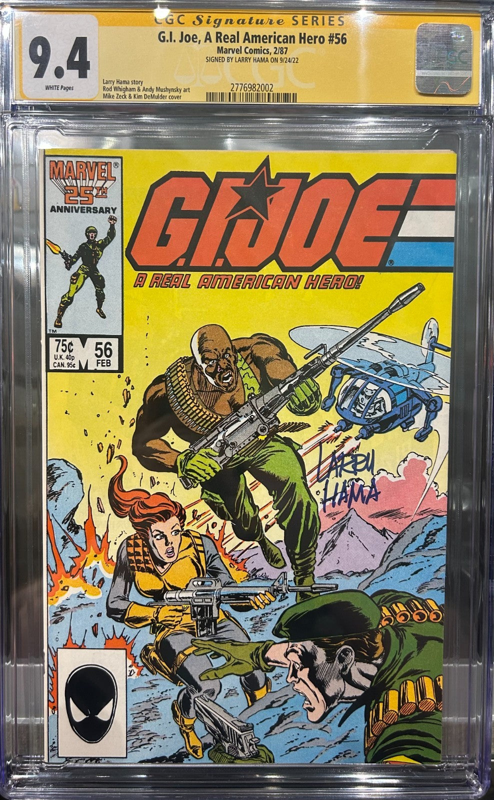 G.I. Joe, A Real American Hero #56 CGC 9.4 SS SIGNED BY LARRY HAMA