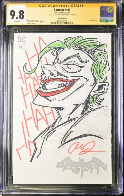 Batman #100 Sketch Edition. SIGNED and SKETCH by Drew Zucker CGC 9.8 SS
