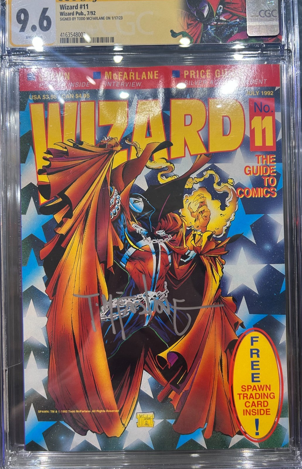 Wizard #11 1992 CGC 9.6 SIGNED BY TODD MCFARLANE