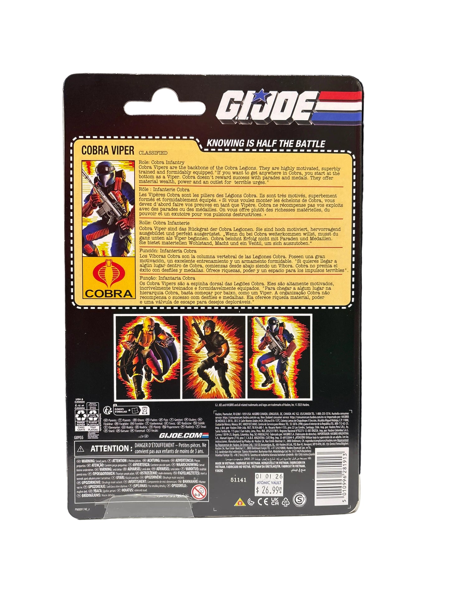 Hasbro GI Joe Classified Series Cardback Cobra Viper Figure