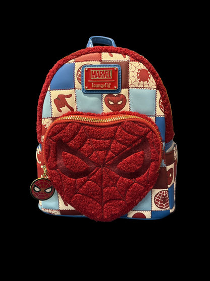 Loungefly Spider-Man Sherpa Heart Mini Backpack