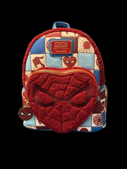 Loungefly Spider-Man Sherpa Heart Mini Backpack