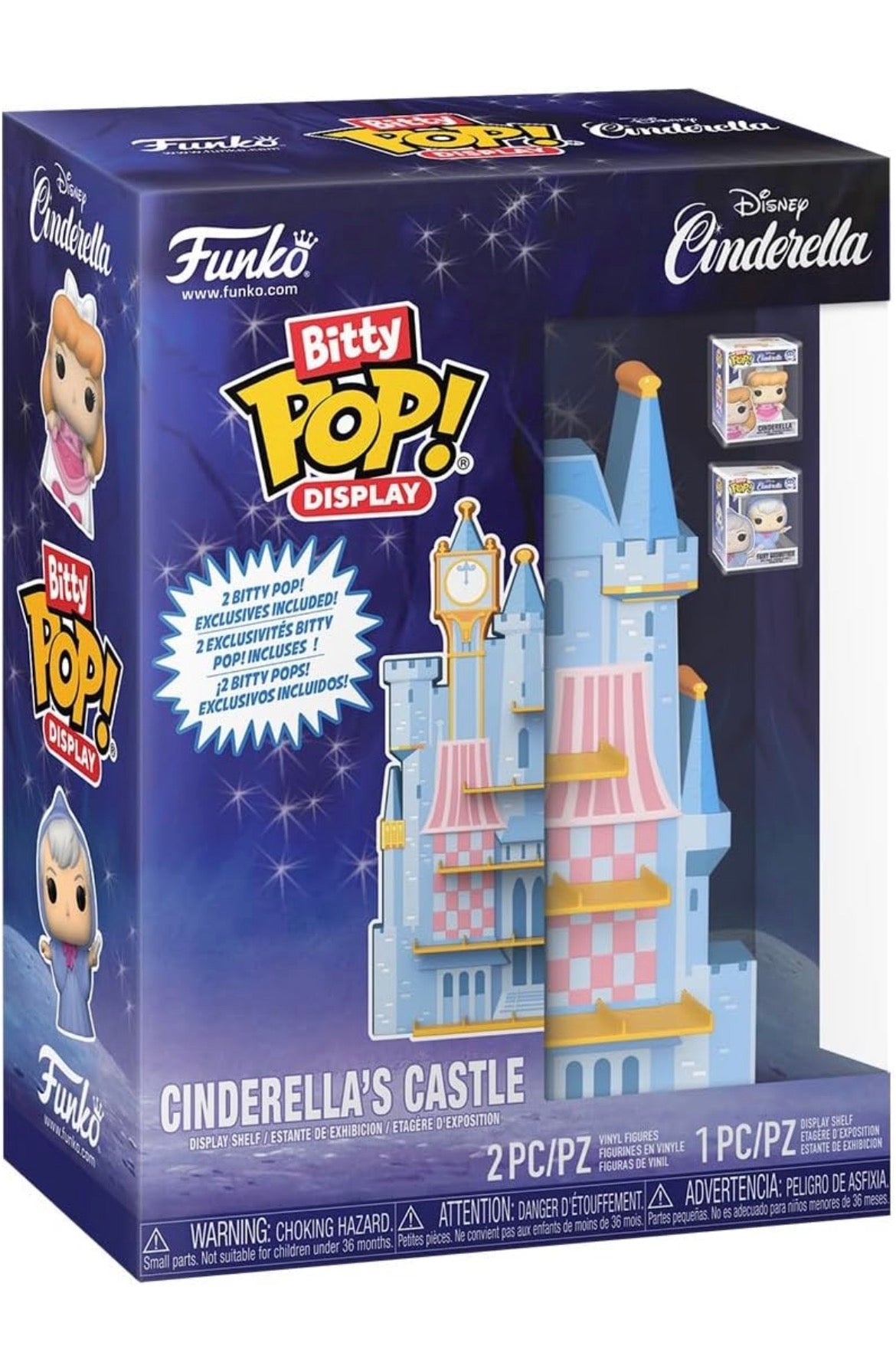 Funko Pop! Bitty Display: Cinderella's Castle - Cinderella & Fairy Godmother Exclusive Included - Display Total of 18 Bitty Characters
