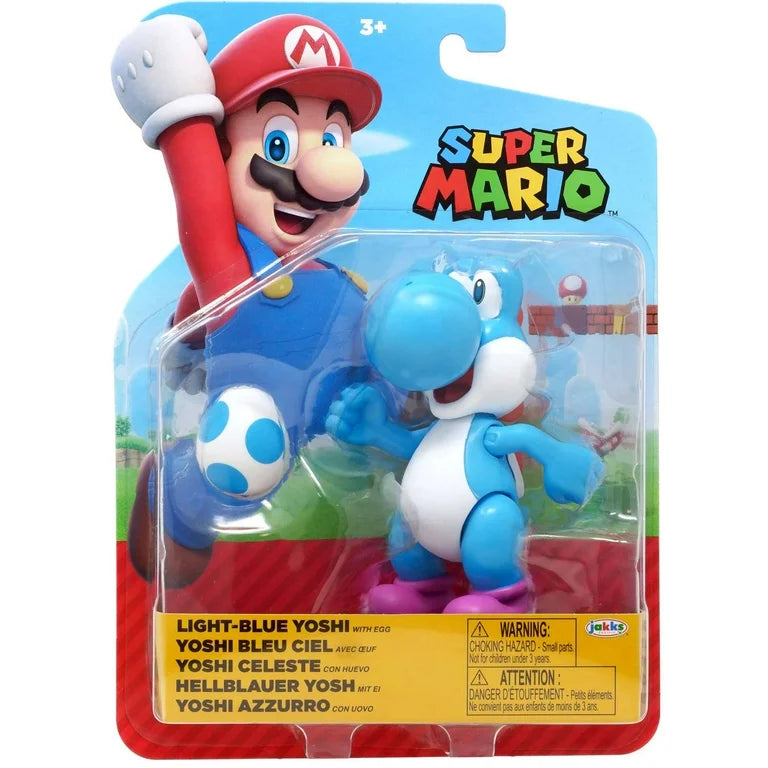 Jakks - World of Nintendo Wave 40 Light Blue Yoshi Action Figure (with Egg)